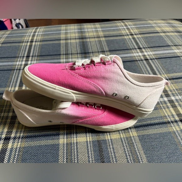 NWOT J. Crew | Fuchsia Harbor Dip-Dye Tie-Dye Low Rise Lace Tie Sneakers Ombré 7 - Picture 4 of 6